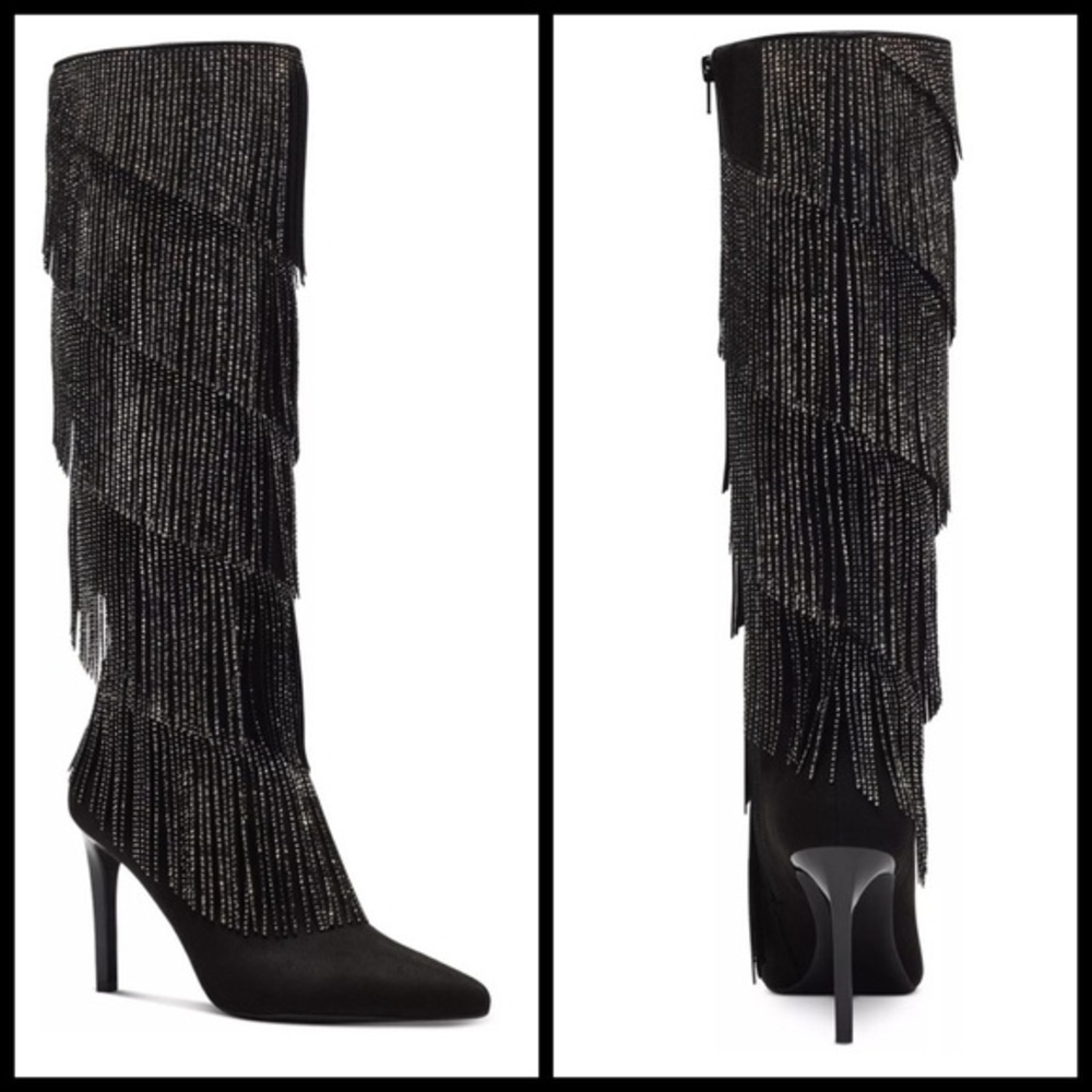 🆕INC Shyn Black Fringe Boots